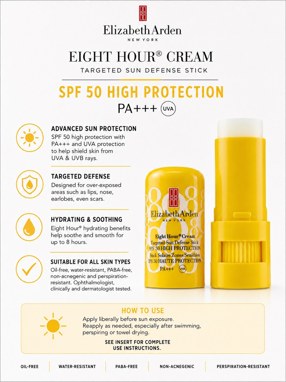 Elizabeth Arden Eight Hour Cream Sun Defense Stick SPF 50 PA+++ 6.8g - NIB
